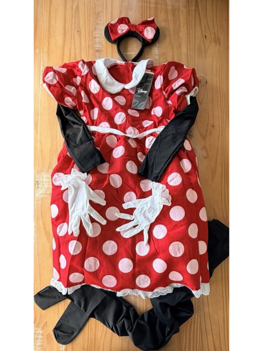 NWT Minnie Mouse Dress By Disney Black Tights, Gloves & Ears Included L Cosplay